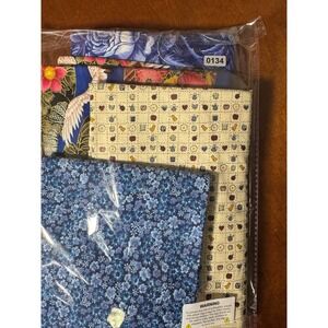 Classic Cottons Fabric Bundle Mixed Lot Blue Floral Japanese Crane Farm 5pc